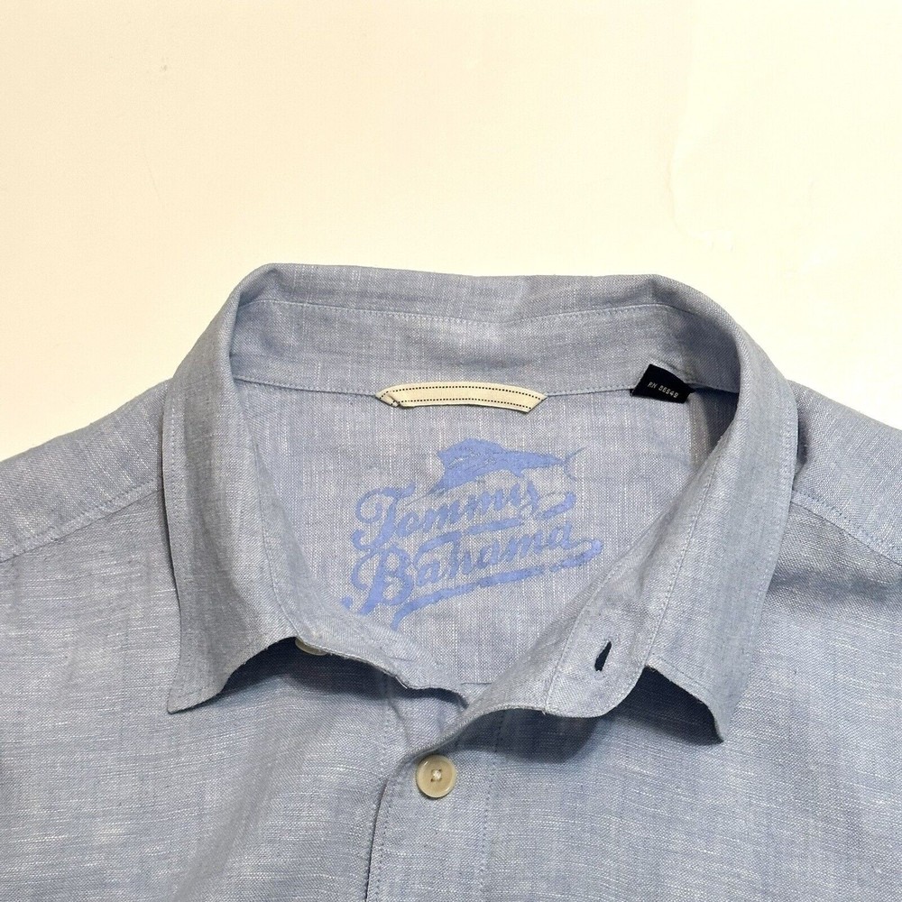 Tommy Bahama Shirt Mens XL Button Up Relax Linen Casual Blue Long Sleeve - Picture 3 of 11